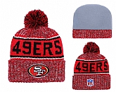 49ers Team Logo Red Pom Knit Hat,baseball caps,new era cap wholesale,wholesale hats